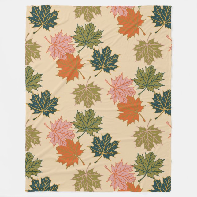Couverture Polaire Rétro feuille d'automne d'automne de thanksgiving (Devant)