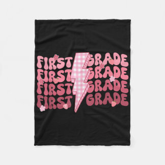 Couverture Polaire Retro First Grade Teacher Lightning Bolt First Day