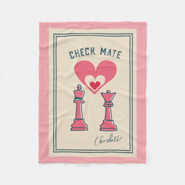 Couverture Polaire Retro Fun Valentine's Day cadeaux Checkmate Chess (Devant)