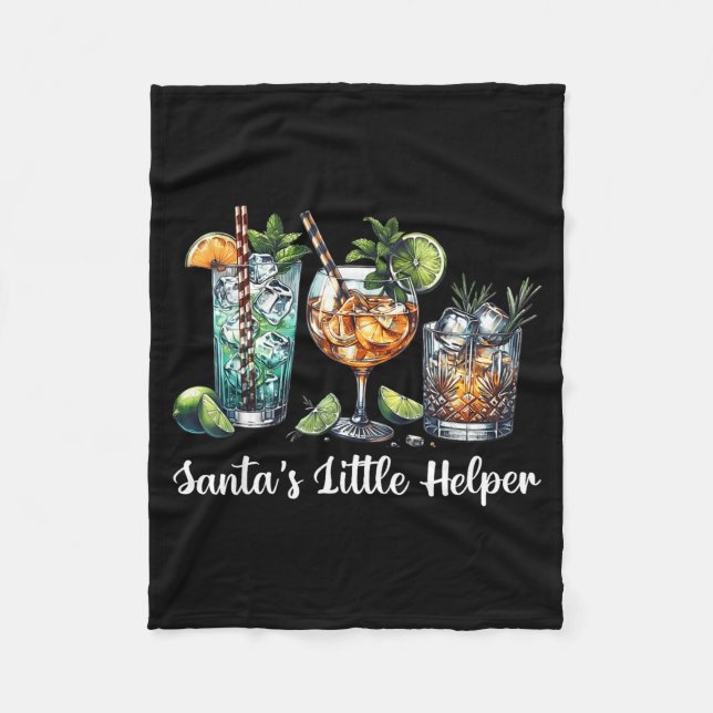 Couverture Polaire Retro Funny Santa's Little Helper Martini Merry Ch (Devant)