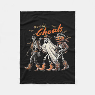 Couverture Polaire Retro Howdy Ghouls Skeleton Cowboy Western Rodeo H