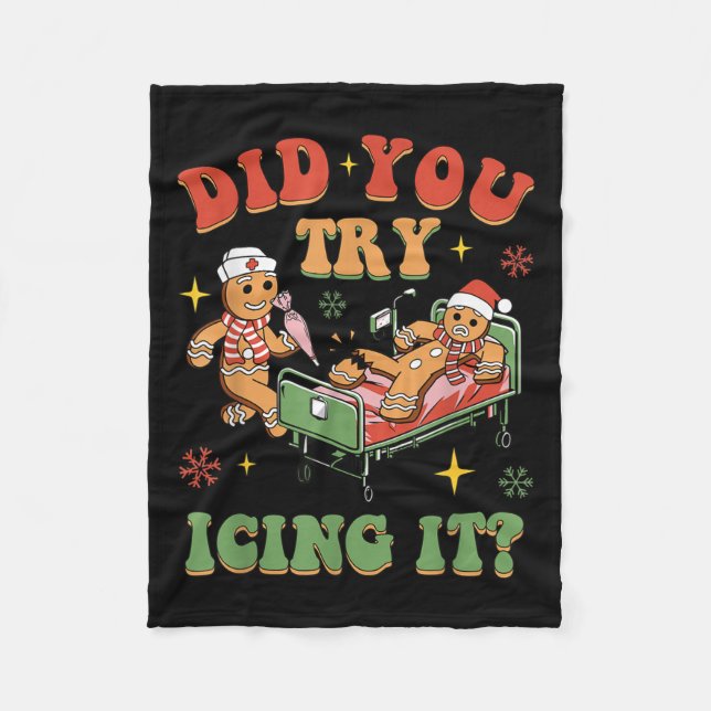 Couverture Polaire Retro Icu Nurse Christmas Gingerbread Did You Try  (Devant)