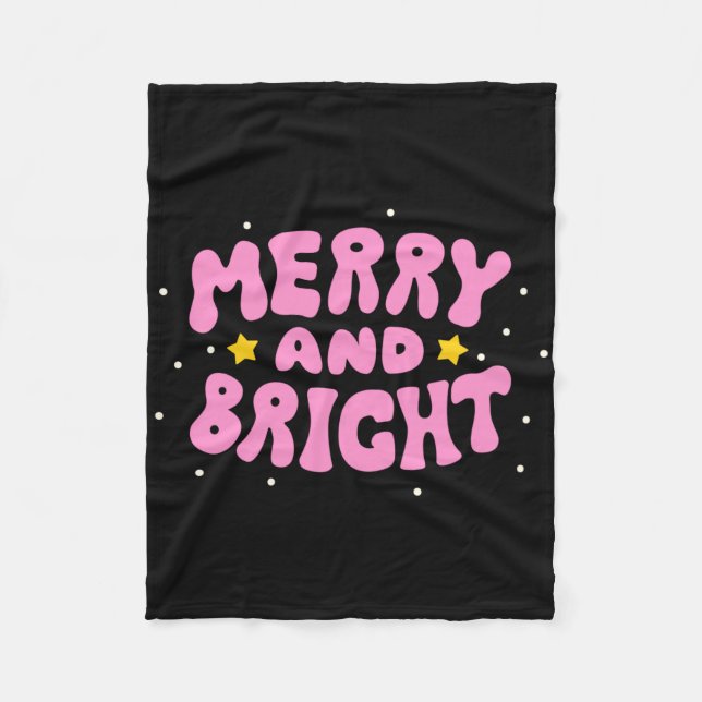 Couverture Polaire Retro Merry And Bright Holiday Design  (Devant)