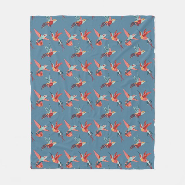 Couverture Polaire Rétro motif de colibri (Devant)