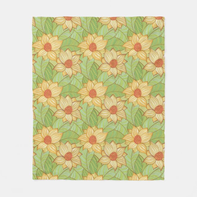 Couverture Polaire Rétro motif de magnolia (Devant)