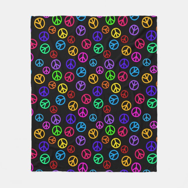 Couverture Polaire Rétro motif de signe de paix (Devant)