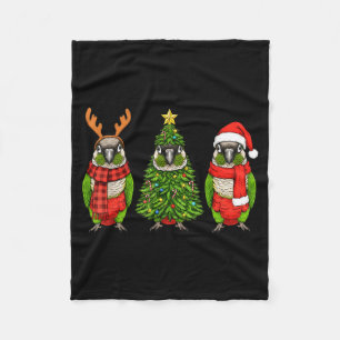 Couverture Polaire Retro Noël Perruche à joue verte Santa Re