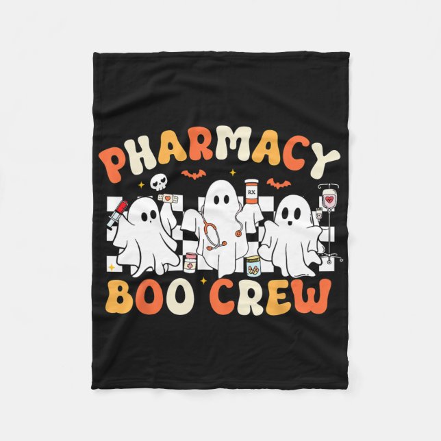 Couverture Polaire Retro Pharmacie Boo Crew Ghost Pharmacist Tech Hal (Devant)