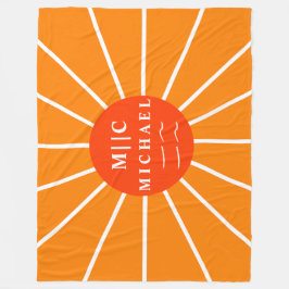 Couverture Polaire Retro soleil simple moderne monogramme personnalis