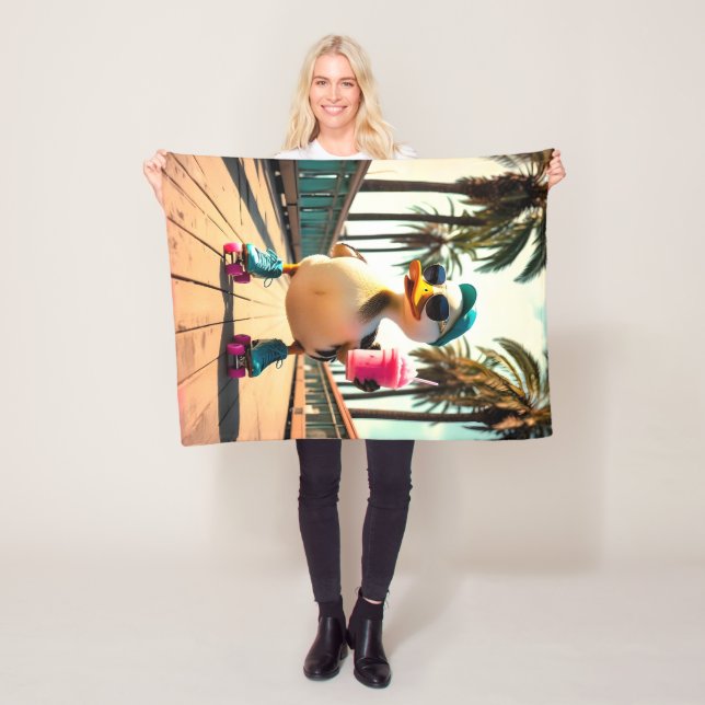 Couverture Polaire Retro Summer Funny Roller Duck (En situation)