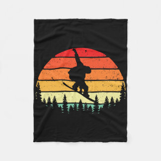 Couverture Polaire Retro Sunset Snowboardeur - Snowboard Wintersport