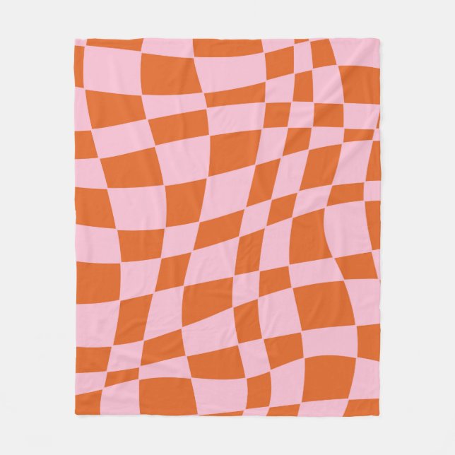 Couverture Polaire Retro Super Wavy Psychedelic Checkerboard Vérifier (Devant)