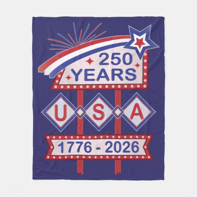 Couverture Polaire Retro USA 250th Anniversary Marquee Sign 1776-2026 (Devant)