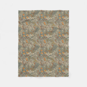 Couverture Polaire Rétro, vintage, fleuri, champ de fleur sauvage