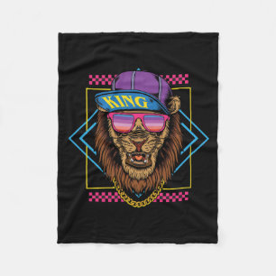 Couverture Polaire rétro vintage hip hop lion porter snapback illustr