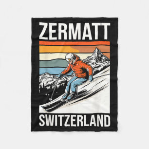 Couverture Polaire Retro Zermatt Suisse station de ski plaisir alpin