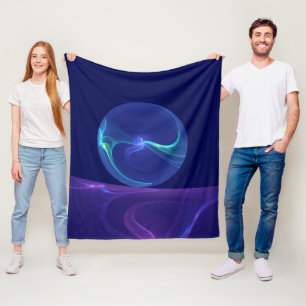 Couverture Polaire Rêve violet bleu lumineux Art fractal abstrait