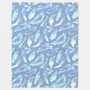 Couverture Polaire rêves doux - plumes d'aquarelle bleu clair :