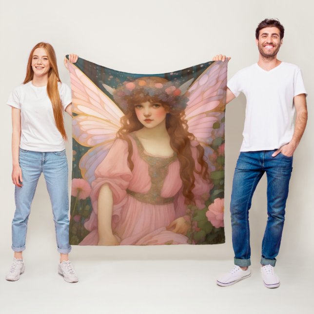 Couverture Polaire Rêves Enchanteurs : Un Portrait De Fée Rose Whimsi (En situation)