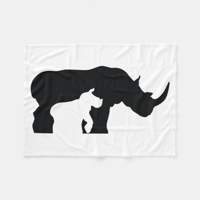 Couverture Polaire Rhino noir et blanc (Devant (Horizontal))