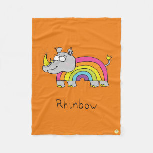 Couverture Polaire Rhino Rainbow Cute Kids Rhinoceros