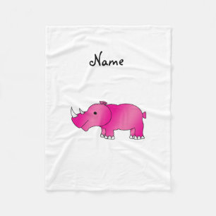 Couverture Polaire Rhinocéros rose nommé personnalisé