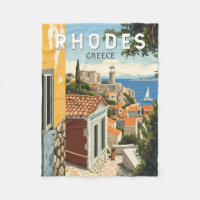 Rhodes Grèce Vieille Ville Voyage Art Vintage