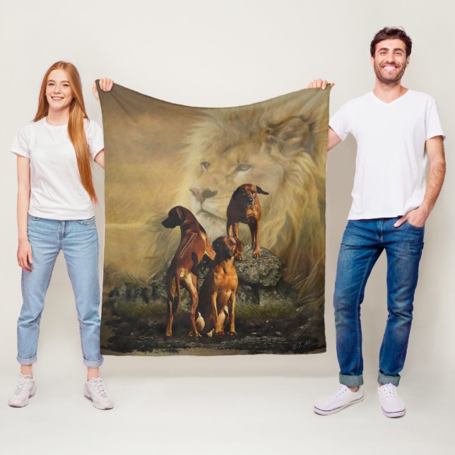Couverture Polaire Rhodesian Ridgeback avec Lion (En situation)