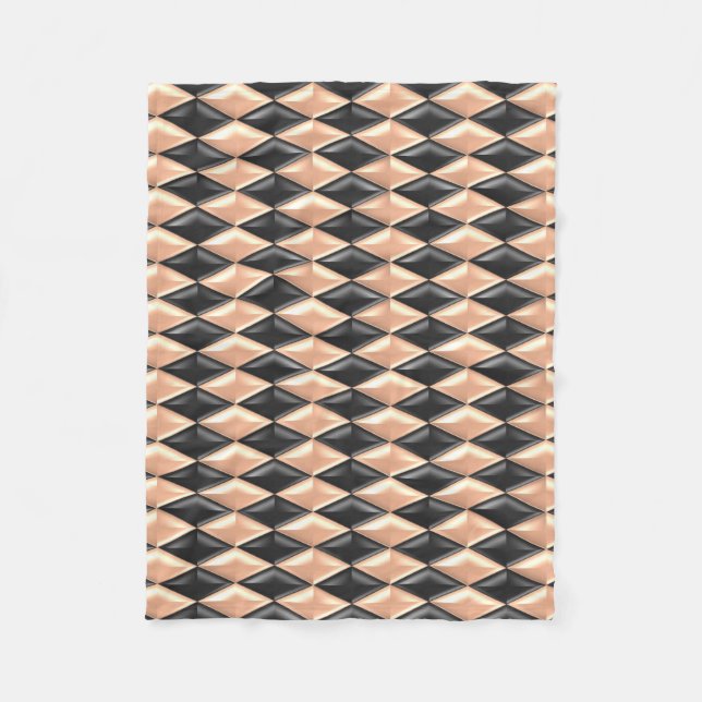 Couverture Polaire Rhomboïdes en or noir et Rose brillant (Devant)