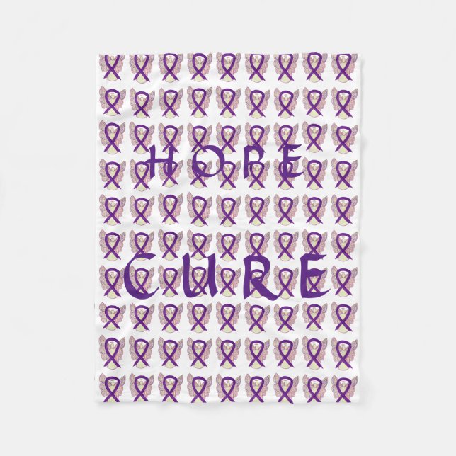 Couverture Polaire Ribbon Hope Cure Angel Blanche (Devant)