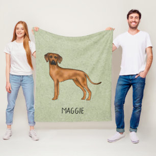 Couverture Polaire Ridback Rhodésien Chien Brun Mignon Avec Nom Vert