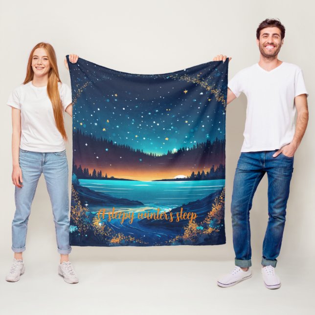 Couverture Polaire Rivière Abstraite Fierce avec les étoiles magiques (En situation)