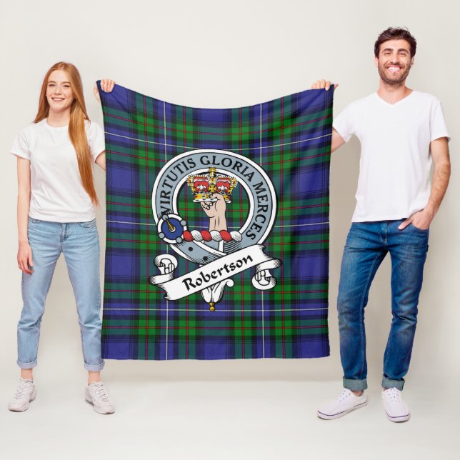 Couverture Polaire Robertson Chasse Clan Moderne Badge Tartan Plaid (En situation)