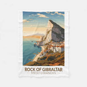 Couverture Polaire Rocher de Gibraltar Travel Art Vintage