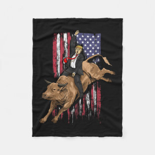 Couverture Polaire Rodeo Bull Rider Trump Drapeau américain Cowboy Bu