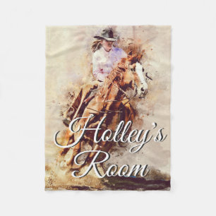 Couverture Polaire Rodéo Girl On Horse Peinture Artisanale Personnal