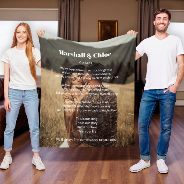 Couverture Polaire romantic gifting Photo Song lyrics  Fleece Blanket (Créateur téléchargé)