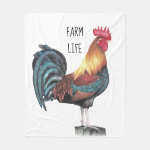 Couverture Polaire Rooster aquarelle