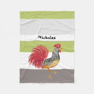 Couverture Polaire Rooster d'aquarelle de pays personnalisé