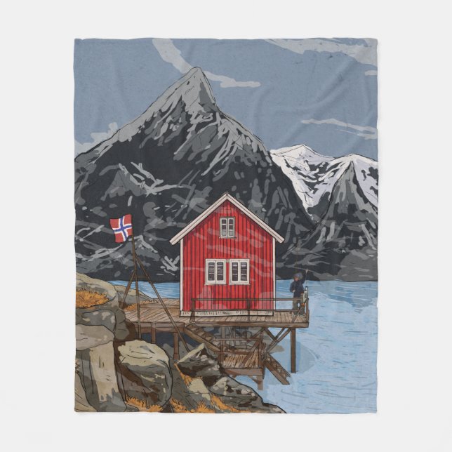 Couverture Polaire Rorbu Lofoten Bergen Norvège Illustration du paysa (Devant)