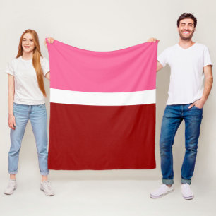 Couverture Polaire Rose Blanc Marron Rouge Bloc De Couleurs 