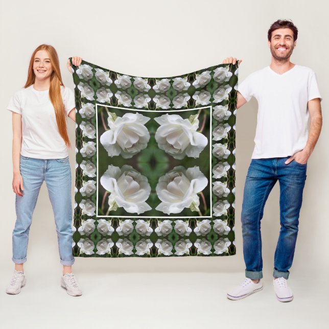 Couverture Polaire Rose blanche avec gouttes de pluie Abstraite (En situation)
