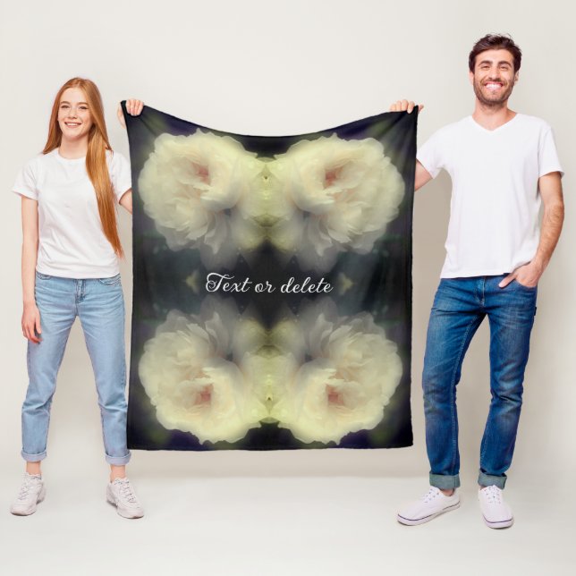 Couverture Polaire Rose blanche en pleine floraison Abstraite personn (En situation)