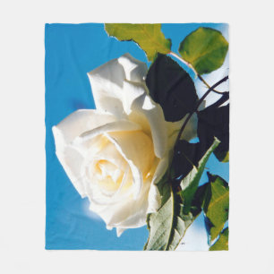 Couverture Polaire Rose blanche sous ciel bleu