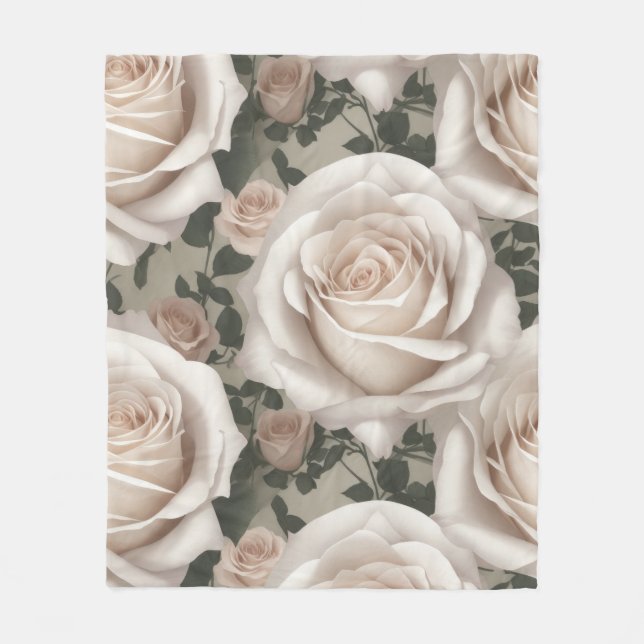 Couverture Polaire Rose blanche vintage (Devant)