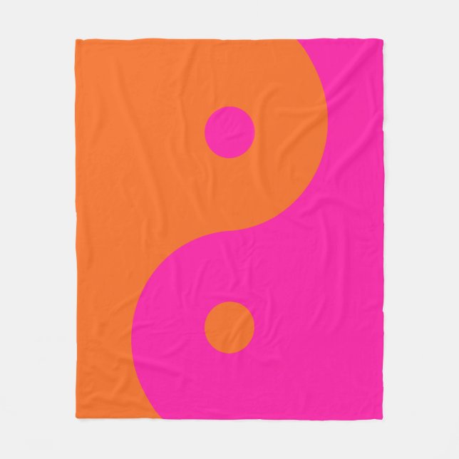 Couverture Polaire Rose Chaud Et Orange Yin Yang (Devant)