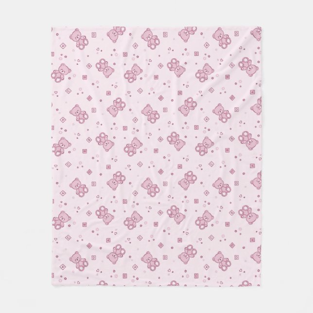 Couverture Polaire Rose d'arrière - plan de nounours (Devant)