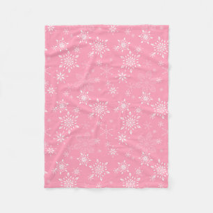 Couverture Polaire Rose de flocons de neige