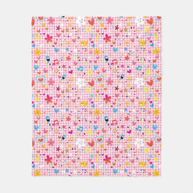 Couverture Polaire rose de motif de bande dessinée d'amusement (Devant)
