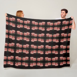 Couverture Polaire Rose de pêche trio Abstrait Floral Vintage